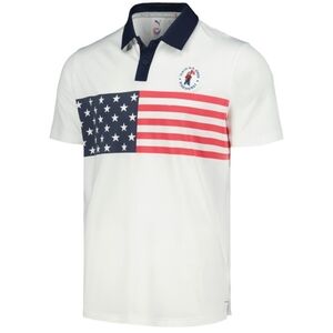 Puma Volition 2024 US Open White American Flag Stripe Polo Golf Shirt Size XL